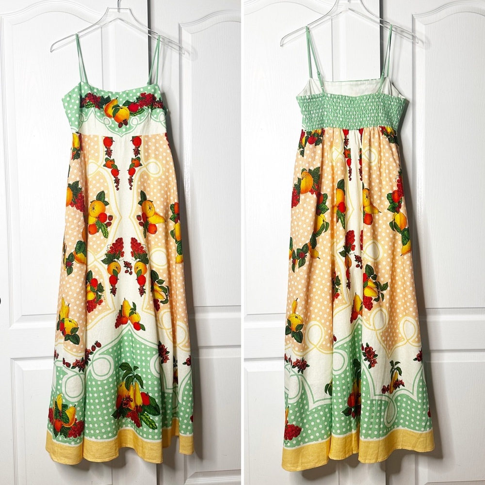 Caroline Constas Fruit Print Linen Blend Midi Sundress Size Medium NWT - Picture 5 of 16